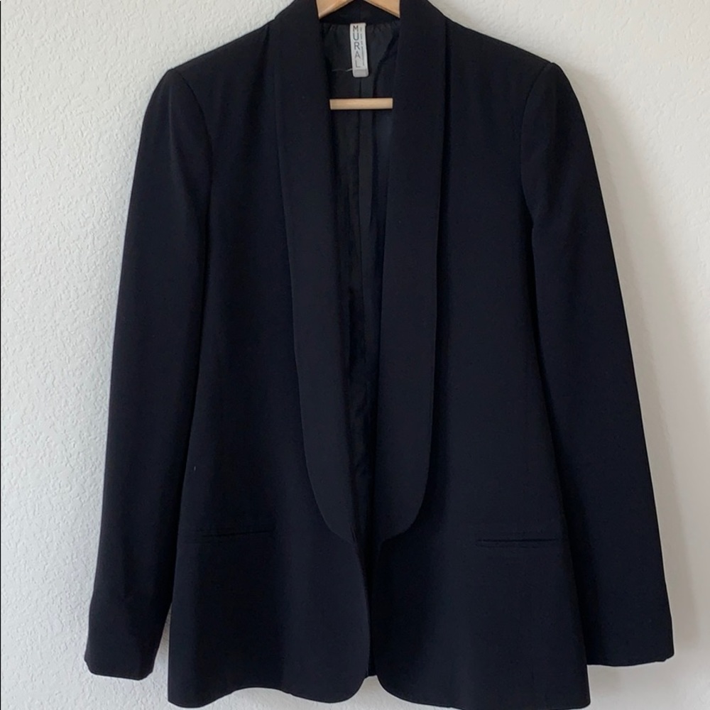 Mural (Nordstrom Brand) Black Drapey Open Blazer